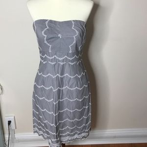 J. Crew Strapless Gray Eyelet Dress